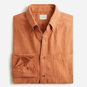 Lewn by J. Crew Slim Brushed Twill Button Down Men's Burnt Orange Shirt Size XXL